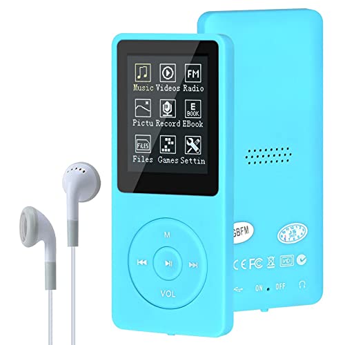 MP3/MP4 Digitaler Musik-Player, Lychee Upgrade 8 GB Tragbarer HiFi Verlustfreier Sound Musik-Player mit Musik-/Video-/Sprachaufnahme/UKW-Radio/E-Book-Reader, Unterstützt bis zu 64 GB (Hellblau)