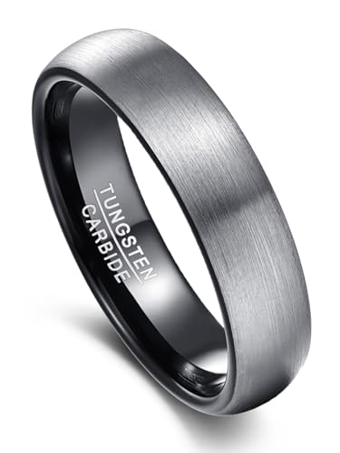 Vakki Herren Ringe 6mm aus Wolframcarbid Ehering Verlobungsringe Größe 60(19.1)