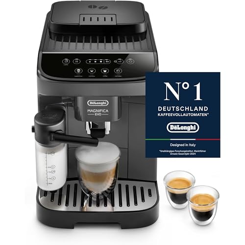 De'Longhi Magnifica Evo ECAM292.52.GB, Kaffeevollautomat mit Milchsystem, 4 Direktwahltasten für Cappuccino, Espresso und weitere Getränke, intuitives Bedienfeld, 2-Tassen-Funktion, Schwarz