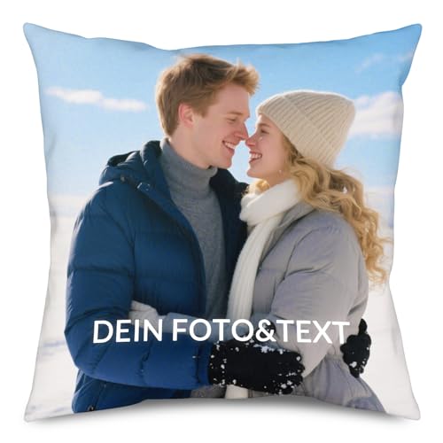 JONZIN Personalisiertes Kissen mit Foto - Doppelseitig Bedruckt Kissenbezüge, Selbst Gestalten mit Fotos & Text, Optional mit Füllung, Personalisierte Geschenke für Männer Frauen (Einzelnes Foto)