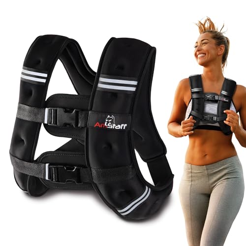 Amstaff Fitness Gewichtsweste – Gewichtsweste für Laufen, Krafttraining und Muskelaufbau, mit reflektierendem Streifen für sicheres Training im Freien (5.4 kg, Schwarz)