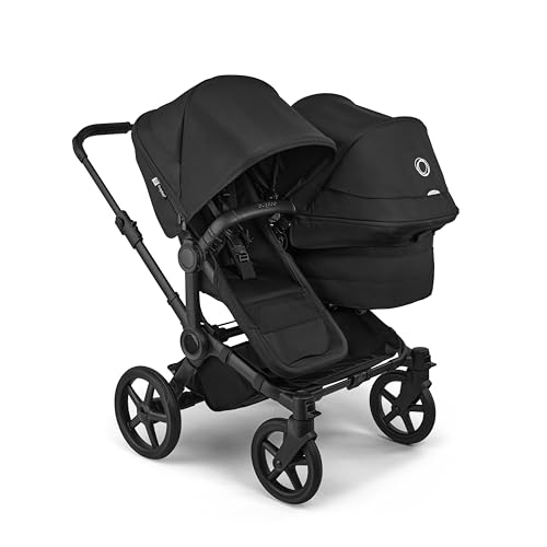 Bugaboo Donkey 6 Double, Geschwisterwagen für Baby & Kleinkind, Doppelkinderwagen mit wendbarem Sitz und Liegewanne, komfortable Einhand-Lenkung, Heritage Black