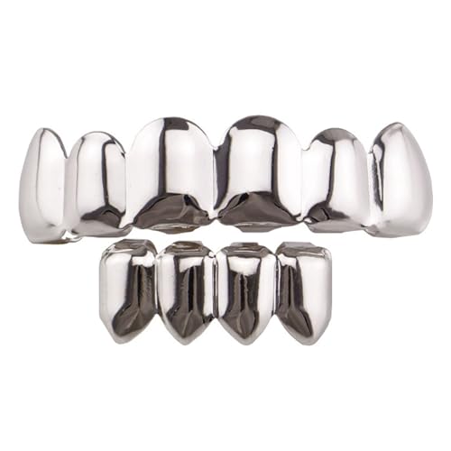 LONGHAO 2 pcs Hip Hop Teeth Grills,Silver HipHop Grills für Rapper