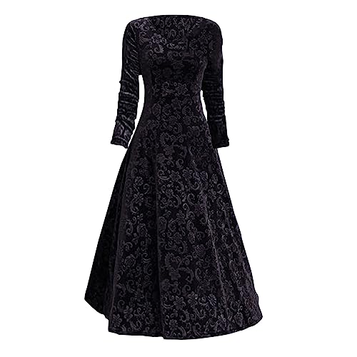 Samtkleid Damen Langarm Bodycon Knielang Wickelkleid Cocktail Party Hochzeitsgäste Festliches Kleid Frauen Herbst Winter Lang A-Line Swing Elegante Retro Abendkleider