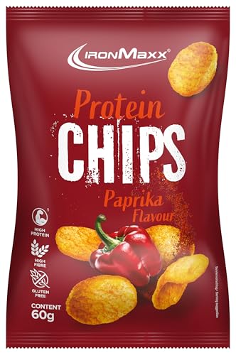 IronMaxx High Protein Chips – Paprika 60g | Low Carb, Glutenfrei & Zuckerarm | Knuspriger Eiweiß-Snack