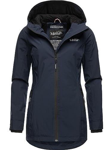 MARIKOO Damen Übergangsjacke leichte Jacke mit Kapuze Honigbeere Navy Gr. XS