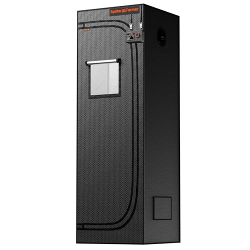 Spider Farmer Growzelt 60x60x180cm, Indoor Grow Tent Kultivation Zelt, hergestellt aus hochreflektierendem Mylar mit Beobachtungsfenster und abnehmbarem Boden Tablett, für SF1000/SF1000D