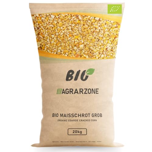 Agrarzone Bio Maisschrot grob 20 kg - Bio Hühnerfutter & Wachtelfutter - Geschroteter Mais für Küken & Geflügel - Maisbruch staubarm & gereinigt - Gentechnikfrei aus Österreich