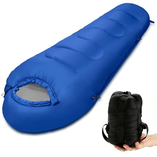 Sleeping Bag 3 Seasons & Summer Ultralight [750 g] Camping Mummy Sleeping Bag Small Pack Size [100 GSM] für Camping, Reisen Zelten, Trekkingund Outdoor und Indoor