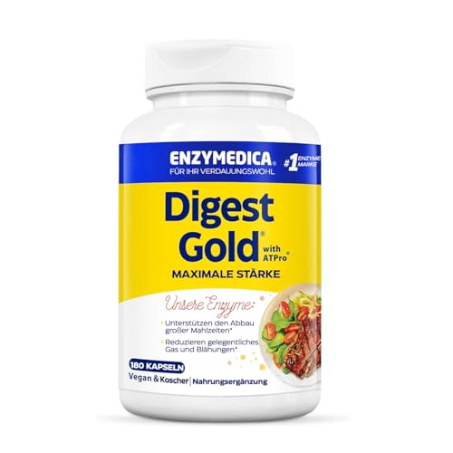 Enzymedica - Digest Gold, schnell wirkende Enzym-Formel, reduziert Gase und Blähungen, verbessert die Nährstoffaufnahme und Energie, glutenfrei, milchfrei, vegetarisch, 180 Kapseln