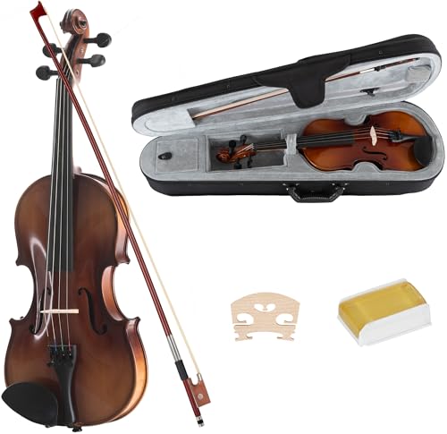 Classic Cantabile Student Violinenset 1/2 (Einsteiger/Schülerinstrument, Geige, Boden & Zargen aus Ahorn, Massive Fichtenholz Decke, Ahorn Steg, Inkl. Etui, Bogen und Kolofonium)