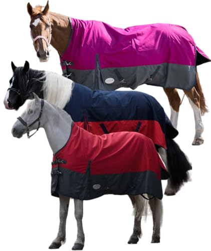 Pferdedecke 1200D High Neck Weidedecke Winterdecke Regendecke Turnout : 50g Red/Black 145
