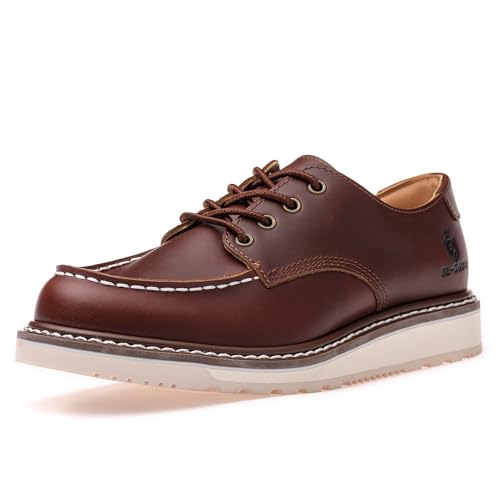SL-Saint Handgefertigte Herren Soft Moc Toe Lace Up Stylish Stiefel Classic Genuine Good Year Welted Top Cowhide Schuhe (Braun, Erwachsene, Herren, 42, Numerisch, EU Schuhgrößensystem, Breit)