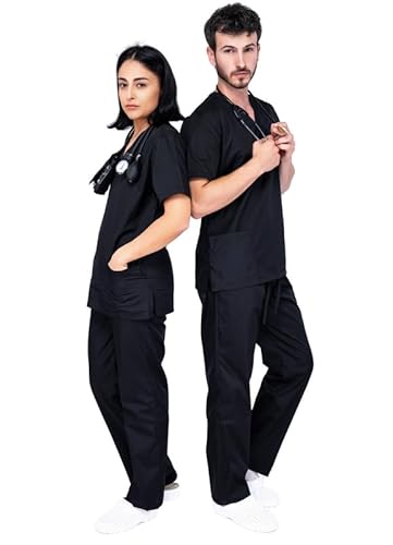 Unisex Medizinische Berufsbekleidung Set - Kasacks Damen Und Kasack Herren, Weiche Und Bequeme Passform, Berufsbekleidung Pflege Uniform, Kassak Set Pflege Modern, Atmungsaktives Gewebe