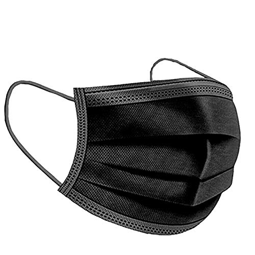 iCOOLIO op masken medizinisch, mundschutz medizinische typ iir ce zertifiziert, medizinischer maske schwarze, gesichtsmaske, einwegmasken, mund nasen schutzmaske- 50 Stück schwarz