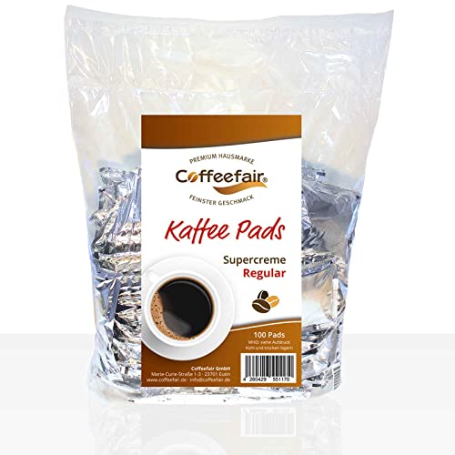 Coffeefair Kaffeepads Supercreme Regular 100Stk Megabeutel für Padmaschinen wie Senseo, extra viel Crema, 100% Arabica Kaffee, vollmundig & aromatisch