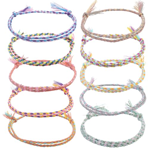 ZOPJUMA 10 Stück Surfer Fußband Damen, Fußkettchen Stoff, Freundschaftsarmband Geflochten, Boho Fußkettchen, Damen Mädchen Verstellbares Boho Fußketten Set, für Valentinstag, Geburtstag, Weihnachten