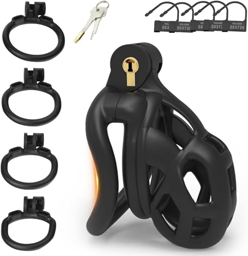 Peniskäfig Sex Spielzeug für die Männer Chastity Cage Männer mit 4 Cockring Cage Bondage Sexspielzeug für Männer Keuschheit Penis Käfig Keuschheitskäfig Herren extrem Keuschheitsgürtel für Herren S