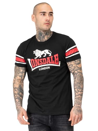 Lonsdale Men's HEMPRIGGS T-Shirt, Black/Red/White, XXL