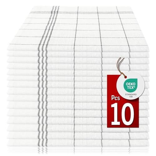 Pataya Geschirrtücher Baumwolle 10er Set -%100 Coton Oeko-TEX Zertifiziert Extrem saugstark Trockentücher Küchenhandtücher Küchentücher Geschirrhandtücher Waschbar bis 90°C - Schwarz