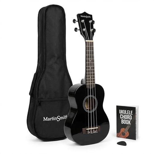 Martin Smith Soprano Ukulele with Ukulele Bag & Chord Book - Black