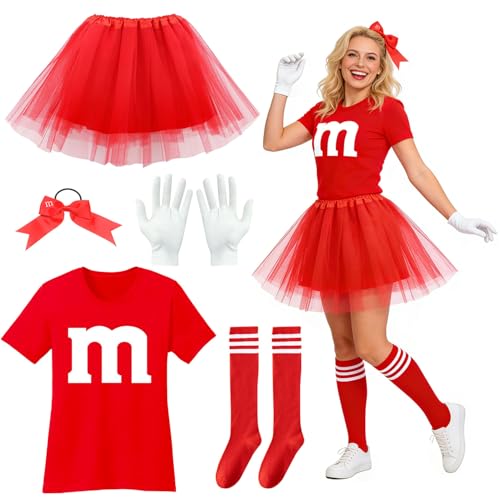 ZeiLaBang Kakadi Gruppen Kostüm Faschingskostüme Damen,M Aufdruck Tshirt Faschingskostüme,M Kostüm Damen,Lustig GruppenKostüm,T Shirt mit Tutu Handschuhe,Karneval Kostüm MM Outfits für Faschings