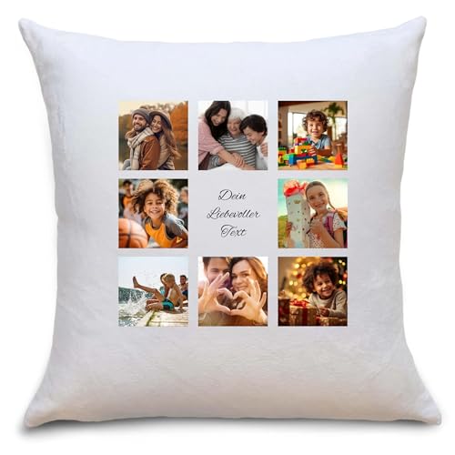 OWLBOOK® Kissen mit Foto Bedrucken Lassen | Personalisierte Geschenke für Frauen | Ostergeschenke für Erwachsene | Fotogeschenke | Muttertagsgeschenk | Mama Geschenk | 8 Fotos | Fotokissen 40x40