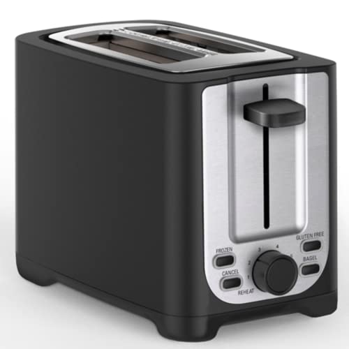 bella 2 Scheiben Toaster mit Automatischer Abschaltung, Extra Breite Schlitze und Abnehmbare Krümelschublade Sowie Abbruch, Auftau- und Aufwärmfunktion, Edelstahl und Schwarz