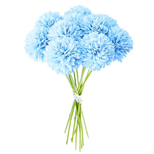 MUYAPAY 12 Stück Künstliche Hortensienblüten Künstliche Blumen Chrysantheme Kunstblumen Künstliche Kugel-Chrysanthemen Seide Pompon Chrysantheme, für Hausgarten Party,Hochzeits Deco