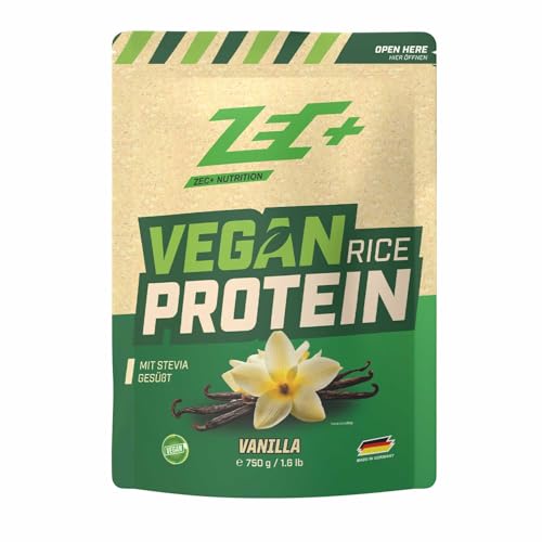 ZEC+ Vegan Rice Protein 750 g – Pflanzliches Reis Proteinpulver 100 % laktosefrei - perfekt für Veganer, Vegetarier und bei Laktoseintoleranz, pflanzlicher Eiweiß-Shake mit Aminosäuren (Vanille)