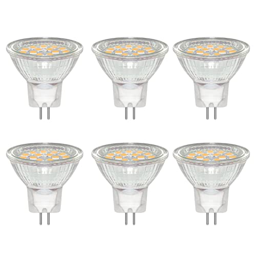 Caldarax 6 Stück GU4 MR11 3W LED Spot, Ersetzt 20W 30W Halogenlampen Reflektor, Warmweiß 3000K, 300LM, AC/DC 12V-24V, Nicht Dimmbar, 120° Abstrahlwinkel, mit Schutzglas, 35mm*35mm