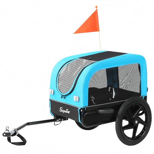 Hundeanhänger für Fahrrad für Kleine und Mittelgroße Hunde - 23kg, Faltbarer Fahrradanhänger Hunde mit Schnellverschluss-Rädern, Ideal für Fahrradtouren und Outdoor-Aktivitäten, Blau