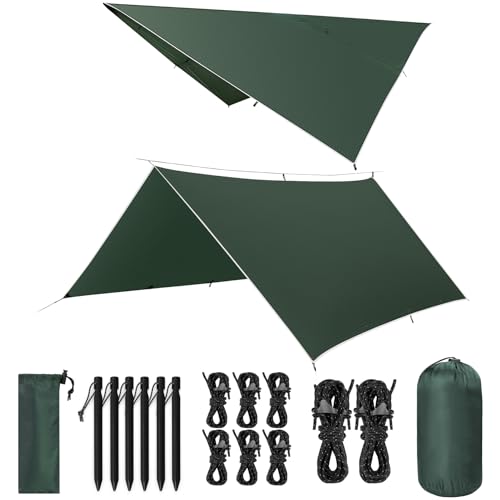 VOSOIR Tarp 3x3M Wasserdicht, Ultraleicht Camping Zeltplane
