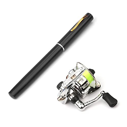 Lixada Angelausrüstung, Mini Angel mit Angelrolle, 1M / 1.4M/1.6M Tasche Faltbare Angelrute Reel Combo, Mini Pen Angelrute Kit, 7 Farben Mini Taschenstift Angelrute