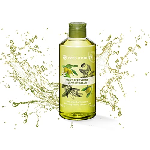 Yves Rocher LES PLAISIRS NATURE Duschbad Olive-Petitgrain, Aroma-Schaumbad & pflegendes Duschgel, 1 x Flacon 400 ml