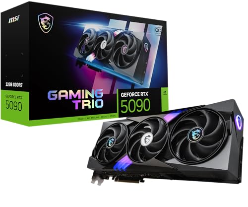 MSI GeForce RTX 5090 32G Gaming Trio OC — 32GB GDDR7 (28Gbps/512-bit), PCIe 5, Boost: 2482 MHz, HDMI 2.1b, DisplayPort 2.1b