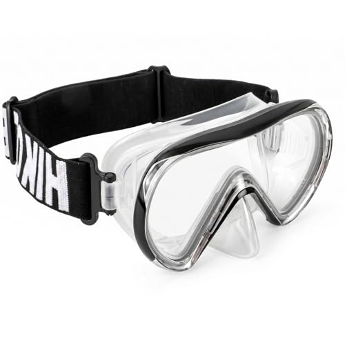 HIKOTEY Kinder Taucherbrille mit stoffband, Anti-Leck Schnorchelmaske Und elastischem Stoffband, Schnorchelmaske 180°Panorama HD Anti Nebel Anti-Leck Tauchmaske für 4-16 Jahre (Schwarz)
