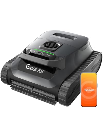 (2026 Neu) Gosvor Poolroboter Wand und Boden, Wasserlinie, Flachzone 4-in-1, Bis zu 200 Min. Laufzeit, Leichtgewicht 6,9 KG, 3μm Ultrafeiner Filter, Poolsuager Akku für Pools bis zu 200 m², Grau