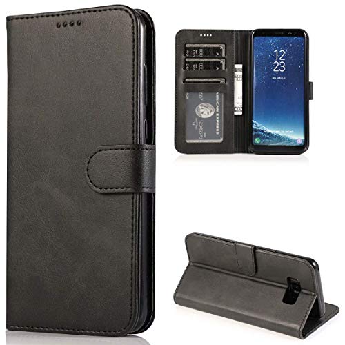 CTIUYA Schutzhülle für Samsung Galaxy S8 Plus, Hülle Handyhülle Leder Klapphülle Handytasche Flip Brieftasche Schutzhülle Magnet Wallet Case Tasche Lederhülle für Samsung Galaxy S8 Plus,Schwarz
