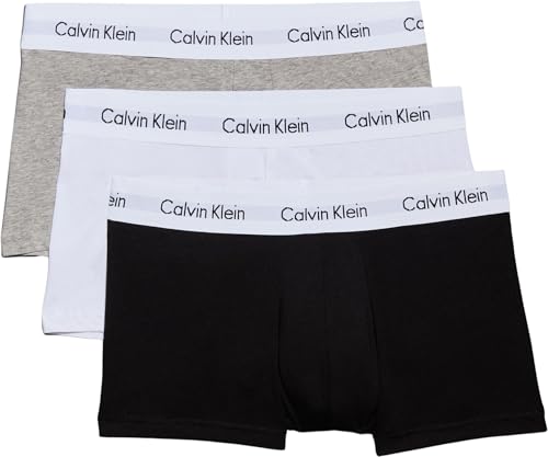 Calvin Klein Herren Boxershorts, Hüft-Shorts, hochwertige Baumwoll-Unterhosen für Männer, mit Stretch-Anteil, elastischer Bund, 3er Pack, Mehrfarbig (Schwarz / Weiß / Grau Meliert), M