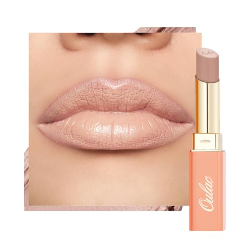 Oulac Nude Pflegender Lippenstift - Matte mit Satin Finish Lippenstifte, Cremige Textur, Feuchtigkeitsspendender Lippen, Langanhaltender Hochpigmentiert, Mit Shea Butter, Vegane, 4g, SG01 Bare