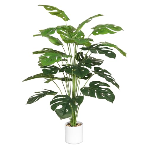 Tuocal 71CM Künstliche Pflanze Wie Echt, 24 Blätter Tropische Palme Gefälschte Monstera Baum im Topf Kunstpflanzen Groß Faux Pflanze für Outdoor, Indoor, Wohnzimmer, Balkon, Schlafzimmer, Zimmer Deko