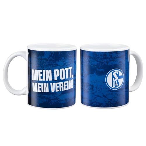 FC Schalke 04 Kaffeebecher Mein Pott, mein Verein – S04 Tasse für Fans – offizieller Schalke Becher aus Keramik – Kaffee Mug Fußball Fanartikel Geschenk Königsblau