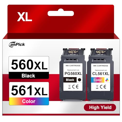 CanPick 560 561 Patronen XL PG-560XL CL-561XL Multipack Ersatz für Canon Druckerpatronen PG 560 Schwarz und CL 561 für Canon Pixma TS5350 TS5351 TS5352 TS5353 TS7451 TS7450 Drucker