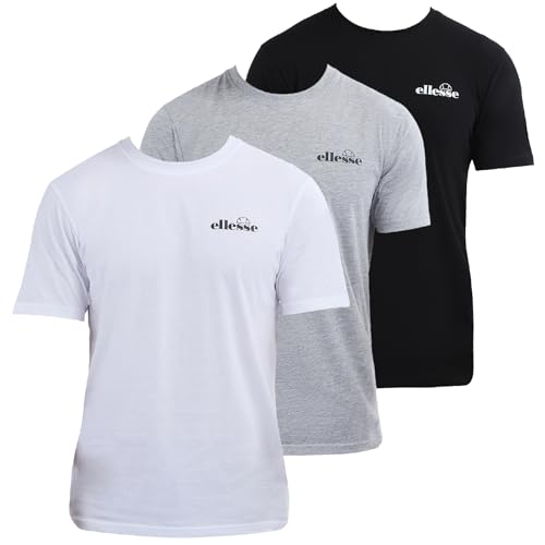 Ellesse Herren Azzini (3 Pack) T-Shirt, schwarz/grau/weiß, M