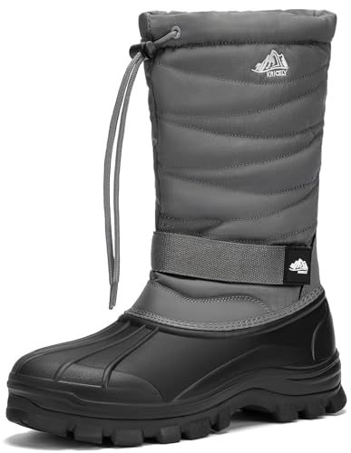 Kricely Wasserdichte Winterstiefel Herren Damen Warm Gefütterte Schneestiefel Rutschfest Winterschuhe(grau 47)