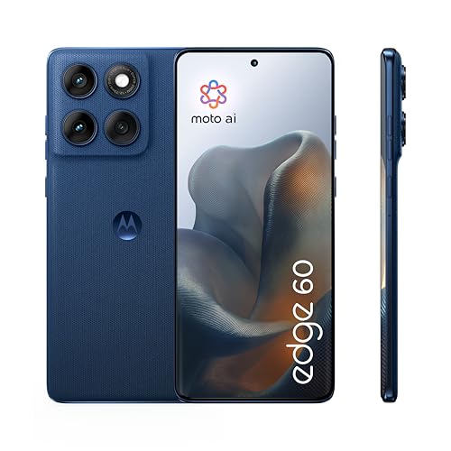 Motorola Edge 60 Smartphone (6,76“-Super-HD-Display, 50-MP-Kamera mit Moto-KI, 12/512 GB, 5200 mAh, Android 15) Pantone Gibraltar Sea, inkl. Schutzcover + Handyhalter handverlesen bei Amazon