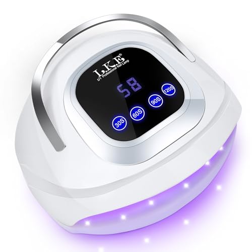 L.K.E 268W UV Lampe für Gelnägel, UVs Lampes Nägel mit 4 Timer, LCD Display, Smart Sensor,Premium UV Lampe für Alle UV Gel Nagellack, Ideal für Anfänger und Profis für Frauen (17 * 19cm-Schalenweiß)