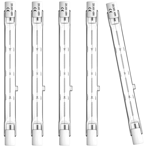 Lamkrtlp R7S Halogen Leuchtmittel 118mm 400W 230V, 5er Pack Halogenstab R7S 118mm, r7s Dimmbar Halogenstablampe für baustrahler, Arbeit Landschaftsbeleuchtung,Wohnzimmerleuchten