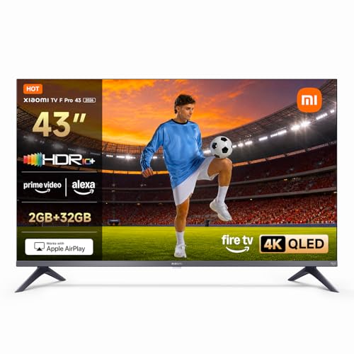 Xiaomi TV F Pro 43, 43 Zoll (101 cm), 4K UHD QLED, Smart TV, Fire OS8, Triple Tuner DVB-C/S/S2/T/T2,HDR10+, MEMC, Sprachsteuerung mit Alexa, 2GB+32GB, Kompatibel mit Apple AirPlay